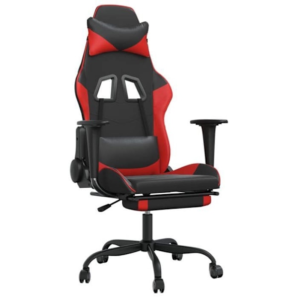 Kontorsstol gaming med hjul och fotstöd i svart och röd PVC DEC025792 Svart