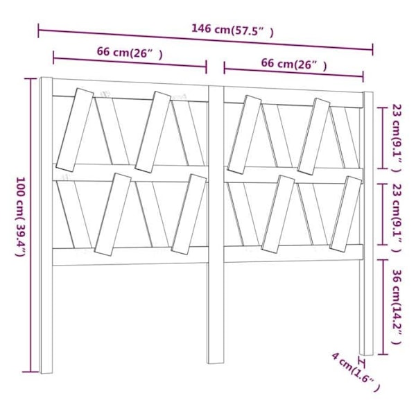 Sänggavel - Massivt trä - Ljusbrun - 146x100 cm - Modern stil - Design Ljusbrun