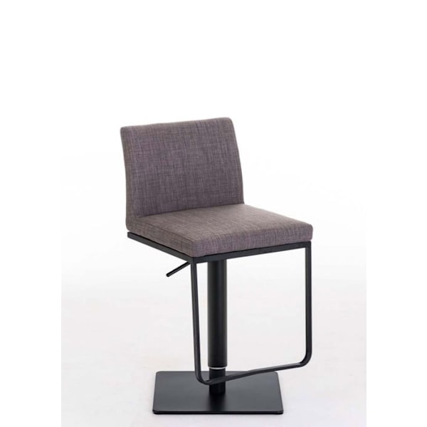 Barstool x1 med fotstöd, fyrkantig basplatta i svart metall, sits i grått tyg 10_0005306 Grå
