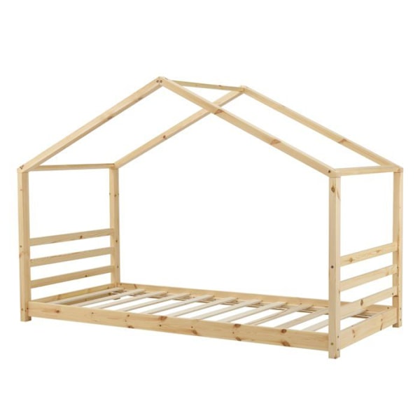 Lasten sänky mökki talo luonnon mäntylaudasta 90 x 200
