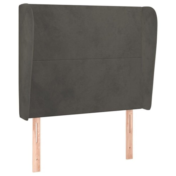 Hovedgærde til soveværelse med sidekant 103 x 23 x 118/128 mørkegrå velour