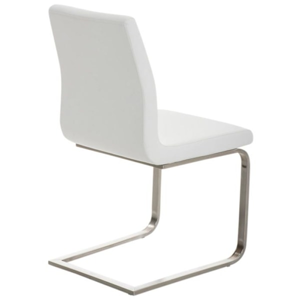 Sæt af 2 spisebordsstole i cantilever-stil i hvid PVC med bæltestel i rustfrit stål 10_0001596 Vit