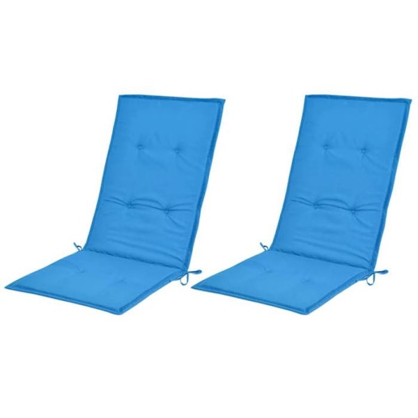 Set med 2 trädgårdsstolar kuddar i blått tyg 120 x 50 x 3