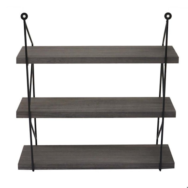 væghylde hængende 3 niveauer industriel design i metal og mørkebrun træ 40 x 40 x 13 cm 04_0008677 kastanj