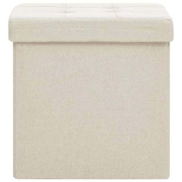 Fällbar förvaringspuff 38 x 38 x 38 cm i vit krämig tyg DEC026342 Vit