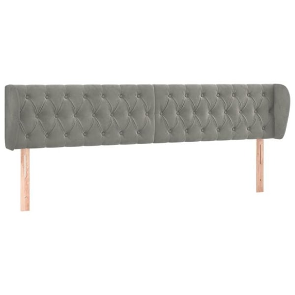 Sänggavel accessoar sovrum möbel stödd med sidokant 203 x 23 x 78/88 cm grå sammet