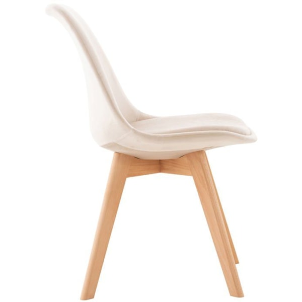 Ruokailutuoli x1 skandinaavinen design vaaleanbeige sametilla ja vaaleilla puujaloilla 10_0002280 Beige