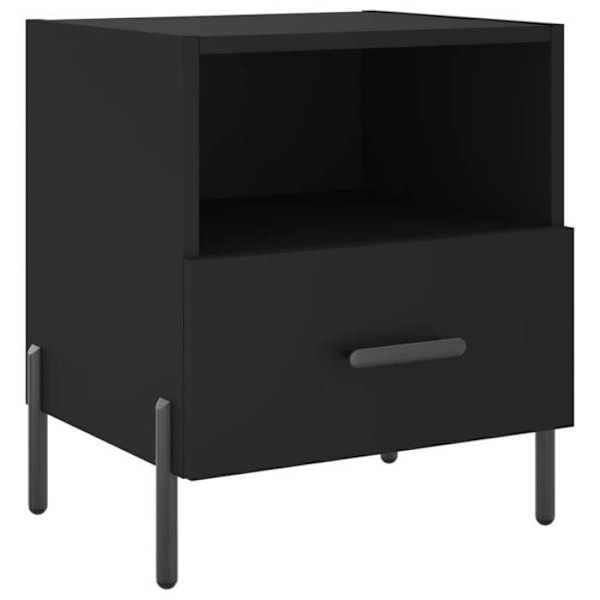 Sæt med 2 natborde med skuffe og åbent rum 40 x 35 x 47,5 cm sort ingeniørtræ og jern DEC035537 kastanj