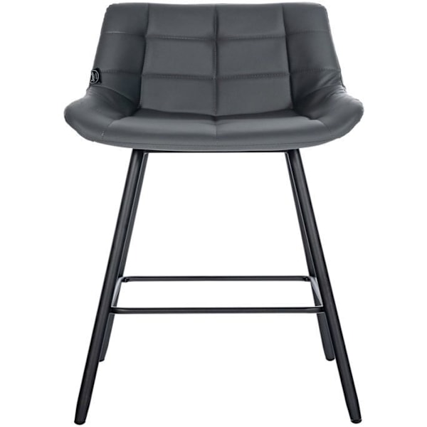 Baari stool x1, jossa on PVC-harmaa verhoilu ja musta metallijalkarakenne neljällä jalalla 10_0005456 Grå