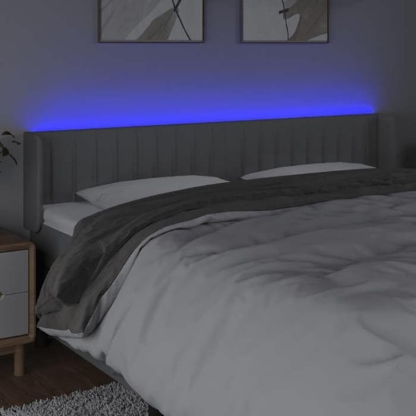 Hovedgavl - Ikke specificeret - 183x16x78/88 cm - Lys grå stof - Farvet LED - Moderne design Ljusgrått