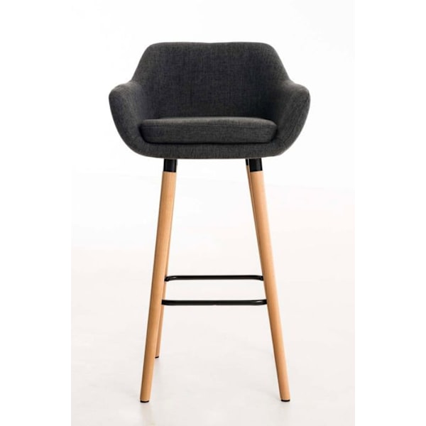 Barstolar - Design - Set om 2 - Mörkgrått tyg - Armstöd - Metallfotstöd Mörkgrå