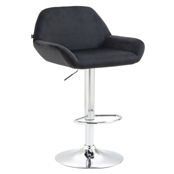 Barstol x1 i sort polstret velour med krommet metal trompetfod TDB10430 Metall