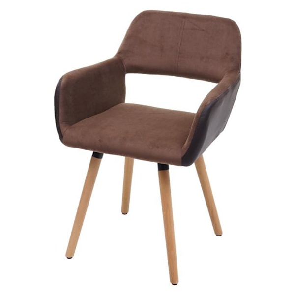 Retro design besøgsstol til spisestue i brunt stof med lys træben 04_0002139 kastanj