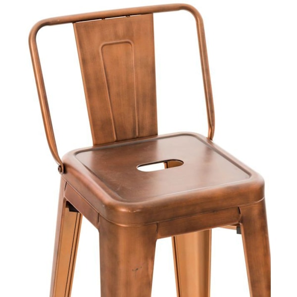 Barstol x1 industriel design med ryg og fodstøtte i metal kobber 10_0000711 Koppar