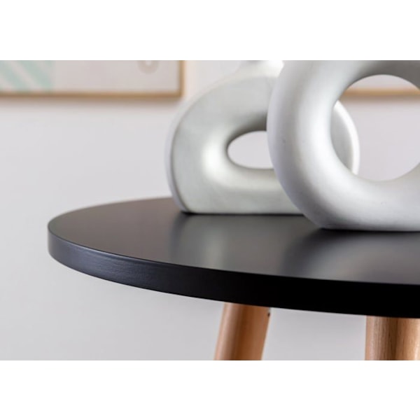 Høj barbord med rund plade, cirkulært metal fodpanel, plade i sort træ 10_0005526 kastanj