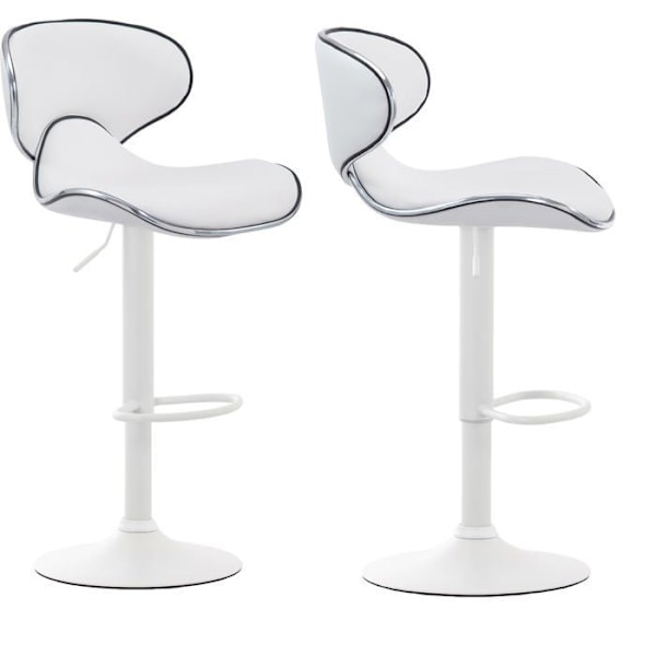 Barstole - Décoshop26 - Sæt af 2 - Moderne design - Højdejusterbar - 360° roterende Vit