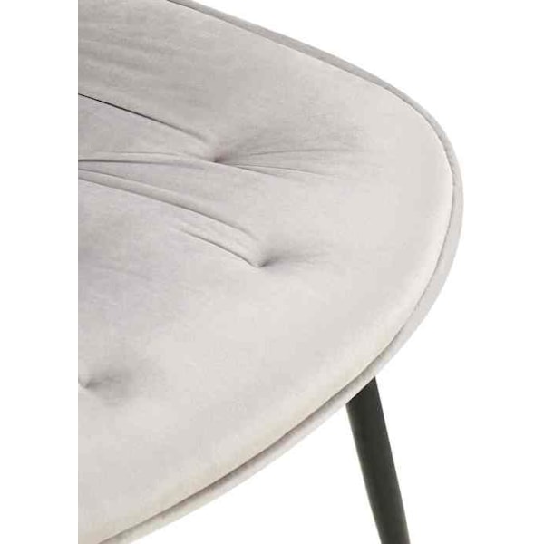 Spisestole x1 med polstret sæde og ryg i grå velour og sort metal 10_0002165 Grå