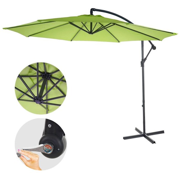 Parasolfodbold solbeskyttelse Ø 3m vinklet polyester/stål 11kg limegrøn uden støtte 04_0000950 Guld