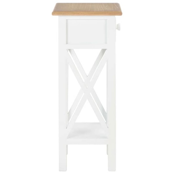 Sidoffbord för växtstöd med låda och hylla 27 x 27 x 65,5 cm MDF + vit och brun furu DEC032345 Vit