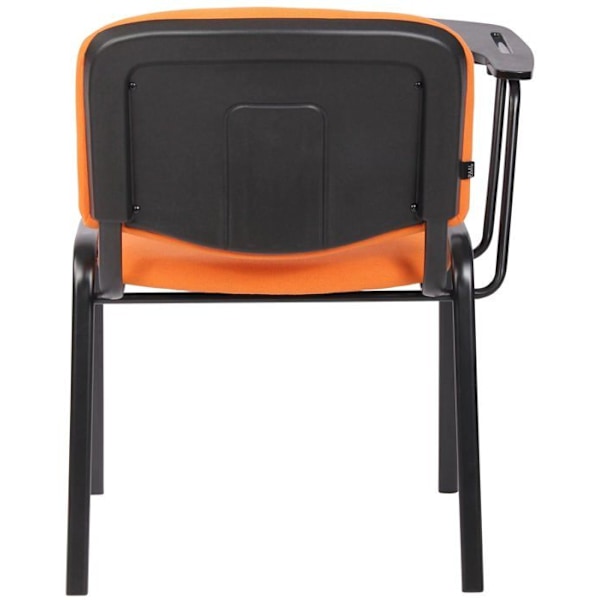Besøgsstol i vent zone med et lille foldbart bord i orange stof, med 4 ben i metal 10_0002769 Metall
