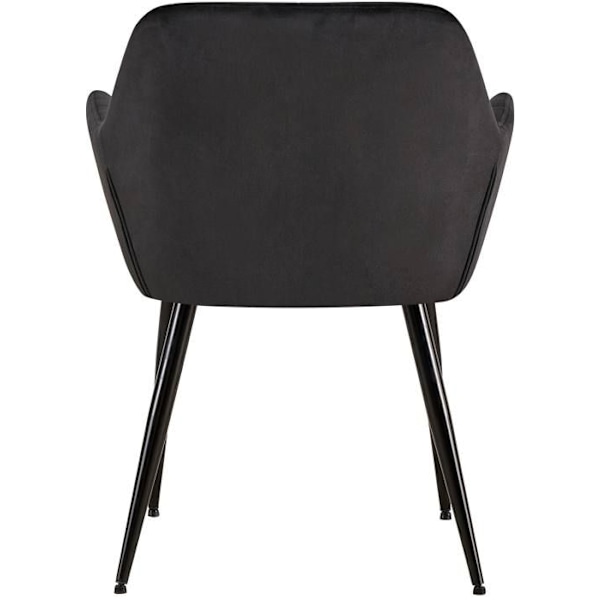 Set av 2 retro design matstolar med dekorativa sömmar i rutor, sits i svart sammet 10_0001538 Svart