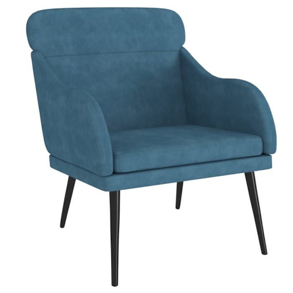 Modern design loungestol för vardagsrum 63 x 76 x 80 cm blå sammet DEC026855 Blå