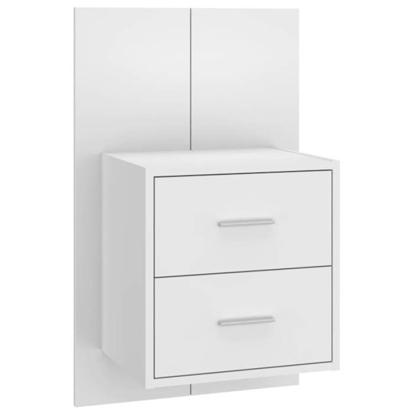 Væghængt natbord 48,5 x 32,5 x 80 cm i stilrent hvidt ingeniørtræ DEC034234 Vit