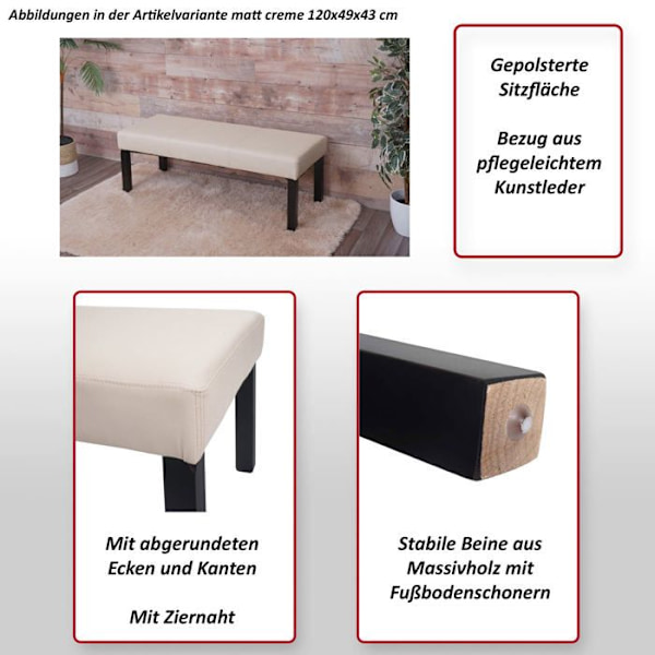 Punainen kiiltävä pehmustettu penkki 180 x 43 x 49 cm tummilla jaloilla 04_0005878 Röd