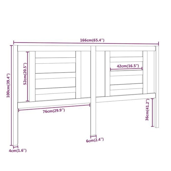 Hovedgærde til seng soveværelse møbel 166 x 4 x 100 cm grå fyrretræ TDL0203389