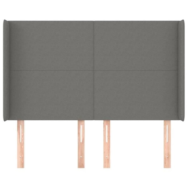 Hovedgærde til soveværelse med sidekant 147 x 16 x 118/128 mørkegrå stof