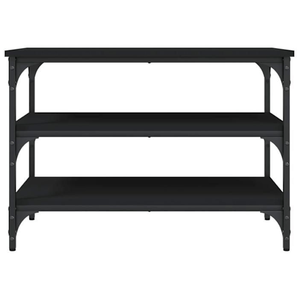 Bænk til opbevaring af sko 3 hylder 70 x 38,5 x 49 cm sort ingeniørtræ DEC024921 Brun