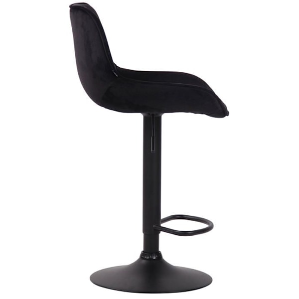 Sæt af 2 moderne, komfortable barstole, justerbare i sort velours med sort metal trompetfod