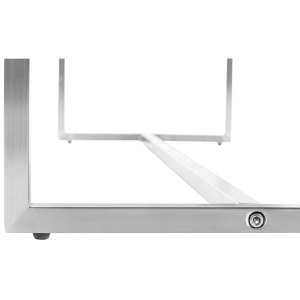 Bänk taburett med stoppad sits i vit syntetisk, ram i rostfritt stål, mått 100 x 40.