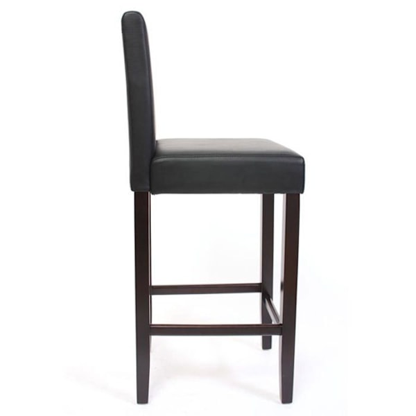2 barstools, baarijakkara mustasta keinonahasta, tummat puiset jalat