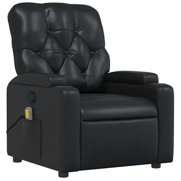 TV-afslapningsstol med massagefunktion, justerbar, 6 massagepunkter i sort PVC DEC027030 Svart