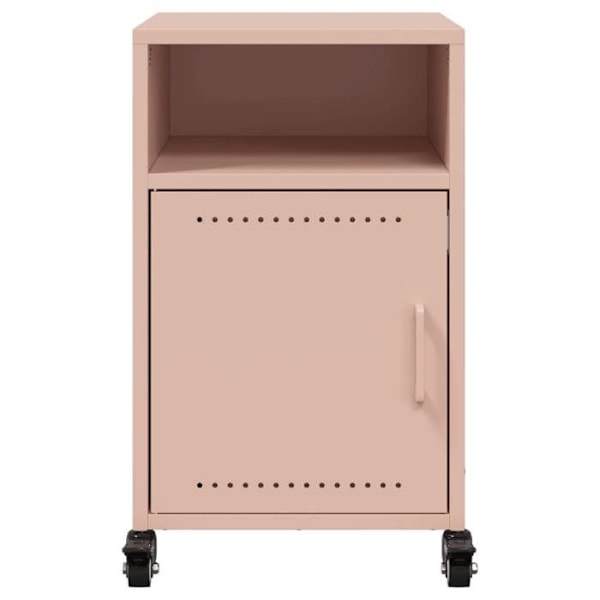 Sæt med 2 natborde på hjul med åbent rum og med dør 36 x 39 x 59 cm stål rosa DEC035633 Guld