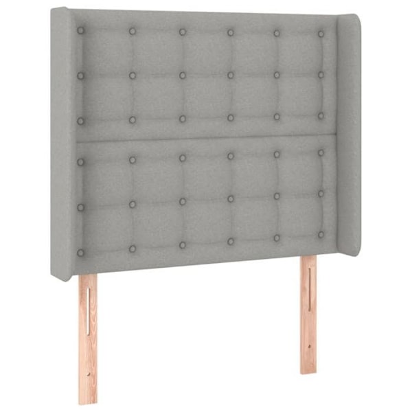 Sänggavel - TDL - 103x16x118/128 cm - Ljusgrått tyg - Färgglad LED - Justerbar höjd Grå