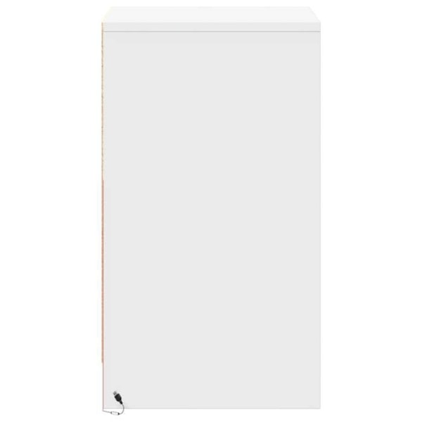 Natbord med skuffe og LED 38 x 34 x 61 cm i hvidt ingeniørtræ DEC032769 Vit
