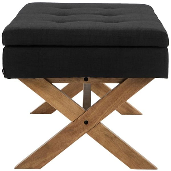 98 cm sängbänk mustalla kankaalla ja koristepainikkeilla, vaaleat jalat, säilytystila 10_0003660 Svart