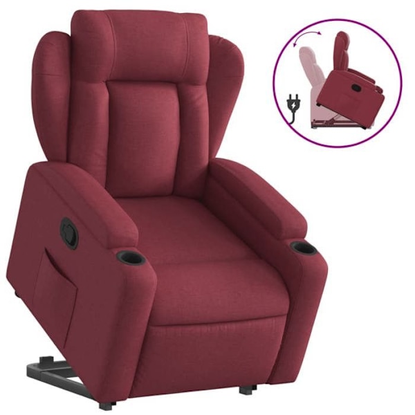 Fauteuil relax TV med komfortabel polstring, elektrisk løftefunktion i bordeaux stof DEC028144 Bordeaux