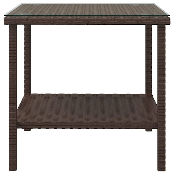 Indendørs eller udendørs siddebord 45 x 45 x 45 cm polyrotin brun og hærdet glas DEC032465 kastanj