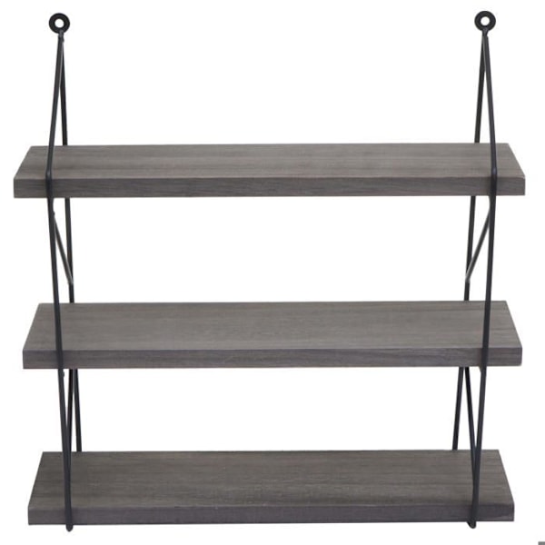 væghylde hængende 3 niveauer industriel design i metal og mørkebrun træ 40 x 40 x 13 cm 04_0008677 kastanj