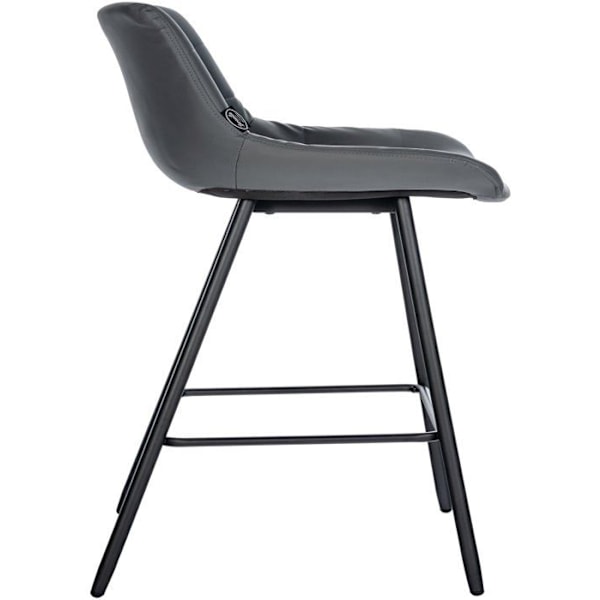 Baari stool x1, jossa on PVC-harmaa verhoilu ja musta metallijalkarakenne neljällä jalalla 10_0005456 Grå