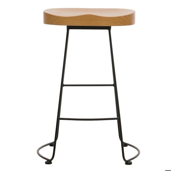 Barstol x1 med fodstøtte i industriel design i metal og træ 04_0008592 kastanj