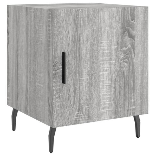 Sæt af 2 natborde med skab med låge 40 x 40 x 50cm ingeniørt træ grå og jern DEC035721 kastanj