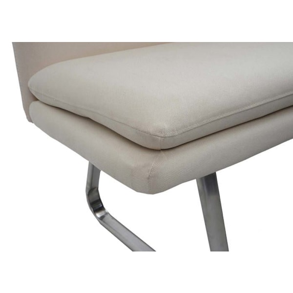 Bänk för matsal, stoppad bänk med ryggstöd i krämfärgad tyg, rostfritt stål, längd 160 cm 04_0005849 Grädde