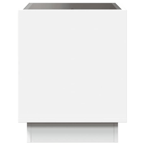 Natsbord med LED-spejl og opbevaringsrum 40 x 40 x 50 cm hvidt ingeniørtræ og glas DEC033127 Vit