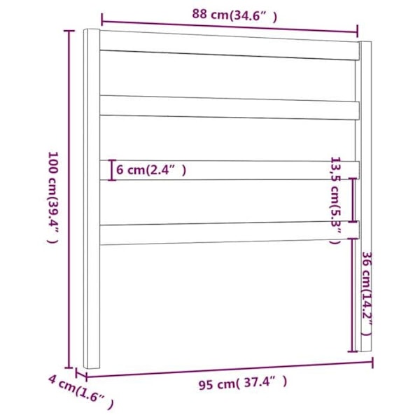 Sänggavel - Furu - 95x100 cm - Nutida - Design - Grå Grå