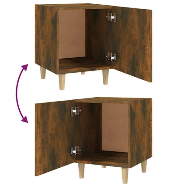 Sæt med 2 natborde med rum og dør 40 x 40 x 50 cm i brunt ingeniørt træ DEC035154 kastanj