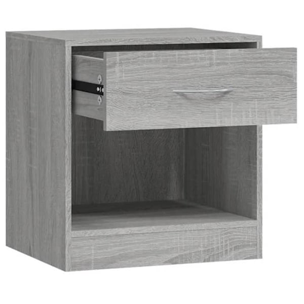 Sæt med 2 natborde med skuffe og åbent rum 36,5 x 30,5 x 38 cm ingeniørtræ grå DEC034848 kastanj